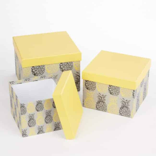 Square Lined Hat Box (Set of 3)