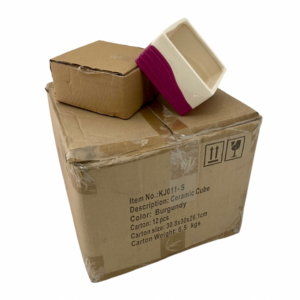Ceramic Cube Burgundy and Cream | Carton of 12