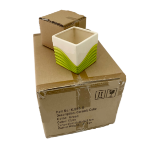 Ceramic Cube Green and Cream | Carton of 12