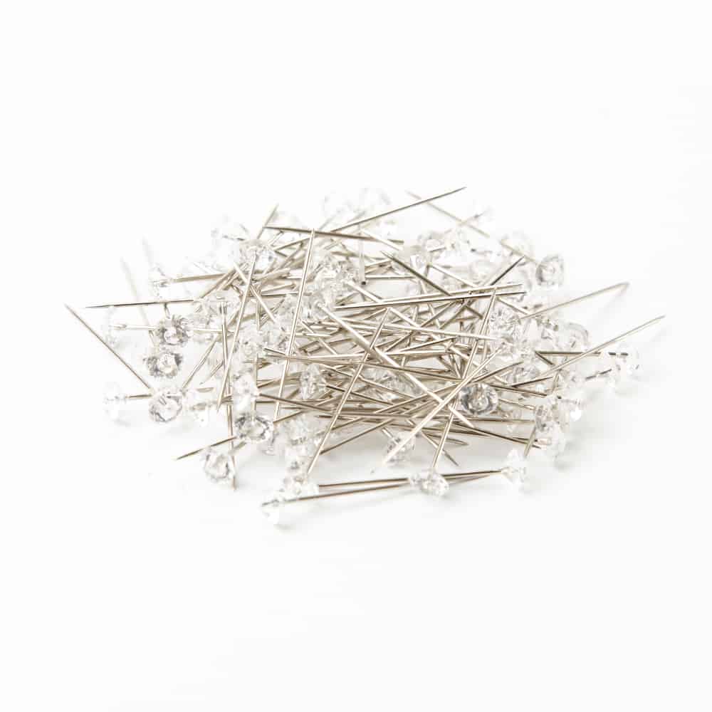 Diamante Pins 100 pins 6mm head, 3.6cm long Carton of 10