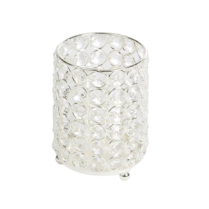 Crystal Cylinder Vase | Silver and Crystals
